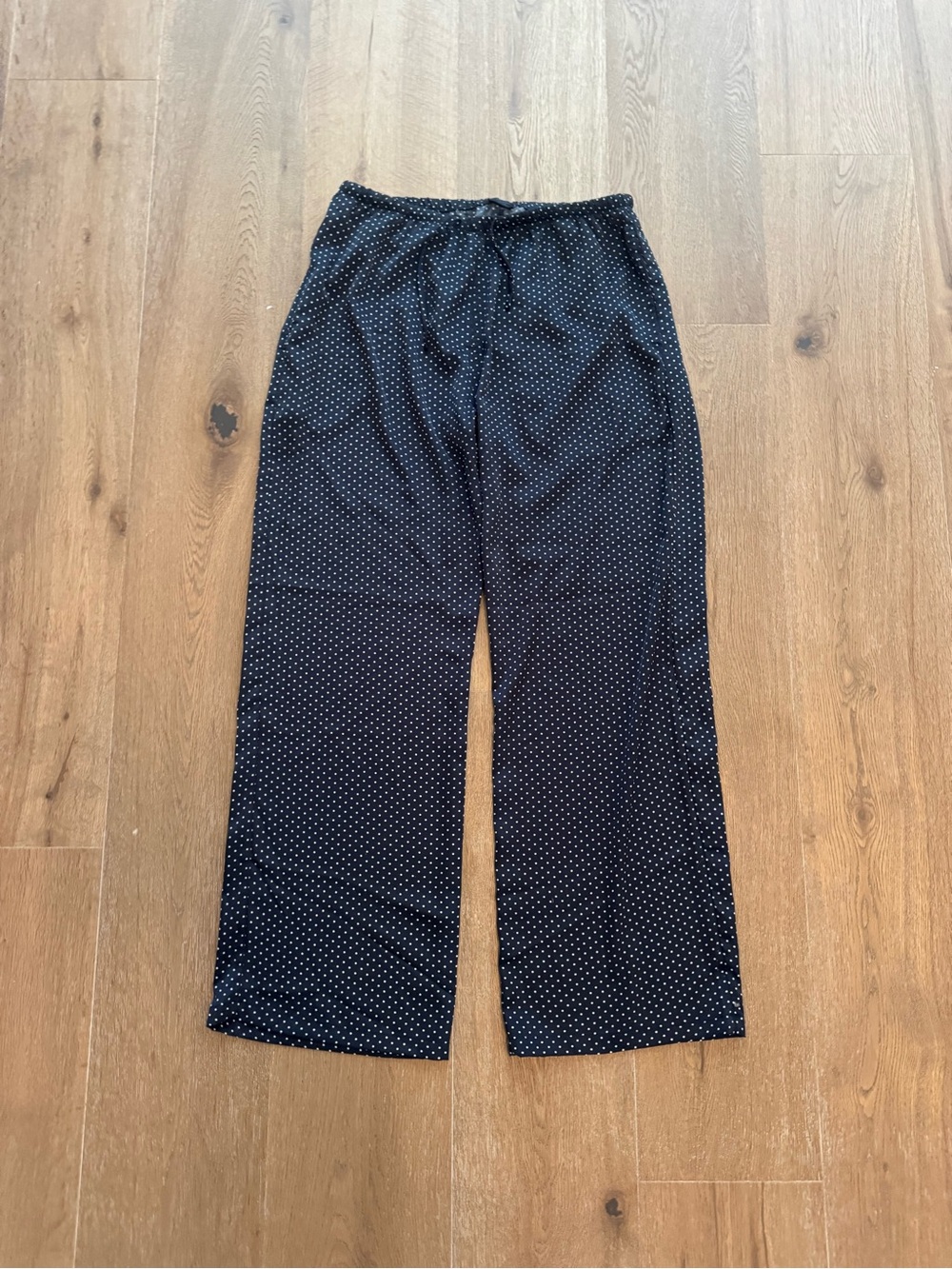 John Galt Brandy Melville Black Polka Dot Wide-Leg silky Pants